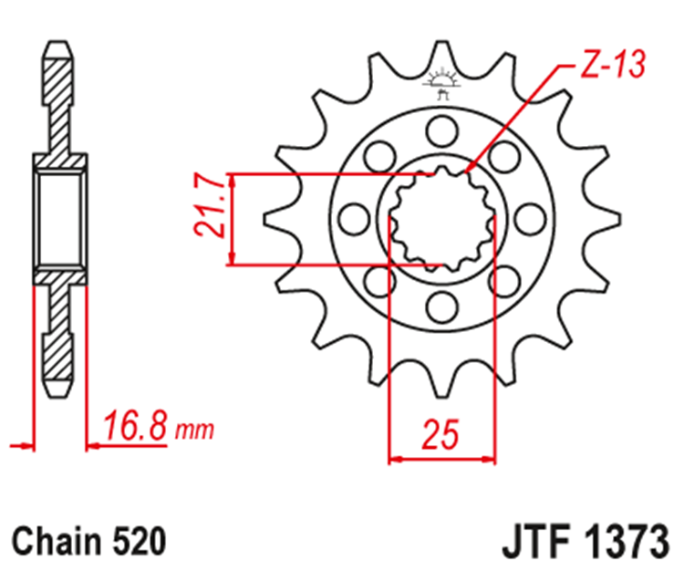 PION JT 1373 de acero con 17 dientes